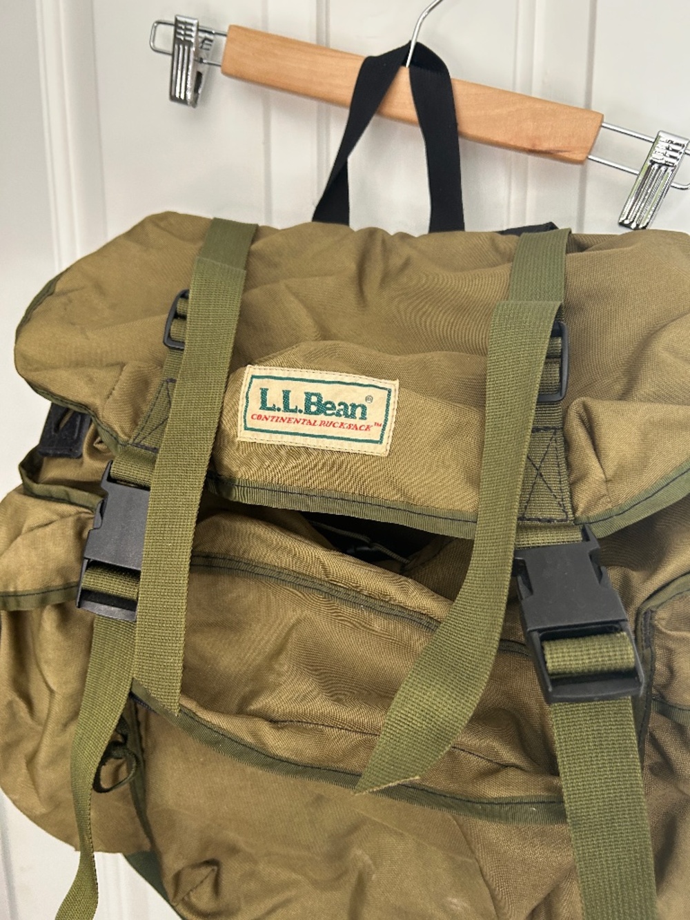 80s LL Bean Continental Backpack Ruck Sack - Vintage - Hiking - Khaki Green